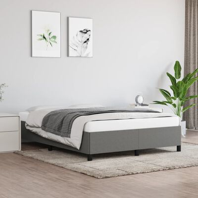 vidaXL Bed Frame without Mattress Dark Gray 59.8"x79.9" Queen Fabric