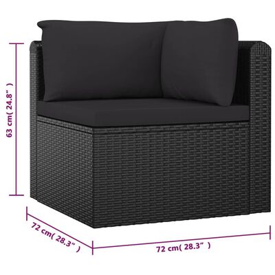 vidaXL 9 Piece Patio Lounge Set with Cushions Poly Rattan Black