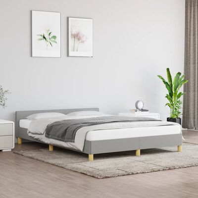 vidaXL Bed Frame with Headboard Light Gray 53.9"x74.8" Full Fabric