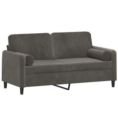 vidaXL 2-Seater Sofa with Pillows&Cushions Dark Gray 55.1" Velvet