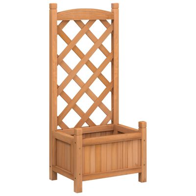 vidaXL Planter with Trellis Brown Solid Wood Fir