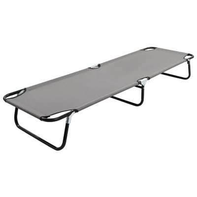 vidaXL Folding Sun Lounger Gray Steel