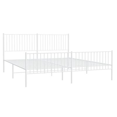 vidaXL Metal Bed Frame with Headboard and Footboard White 76"x79.9" King