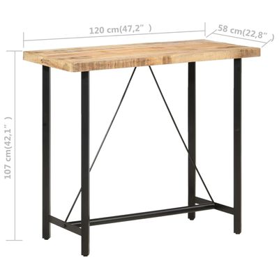 vidaXL Bar Table 47.2"x22.8"x42.1" Rough Mango Wood