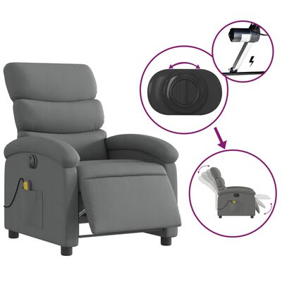 vidaXL Electric Massage Recliner Chair Dark Gray Fabric