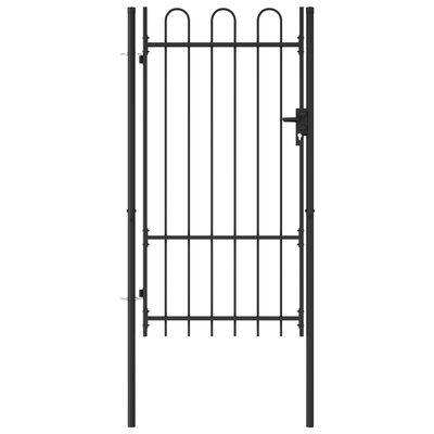 vidaXL Fence Gate Single Door with Arched Top Steel 39.4"x68.9" Black