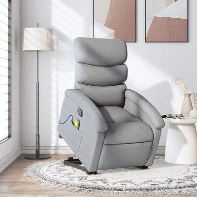 vidaXL Stand up Massage Recliner Chair Light Gray Fabric