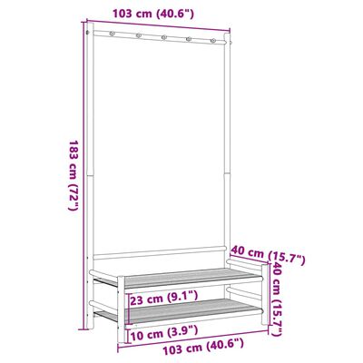 vidaXL Clothes Rack with Shelves 40.6"x15.7"x72" Bamboo