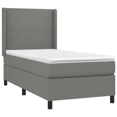 vidaXL Box Spring Bed with Mattress Dark Gray Twin XL Fabric