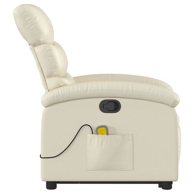 vidaXL Stand up Massage Recliner Chair Cream Faux Leather