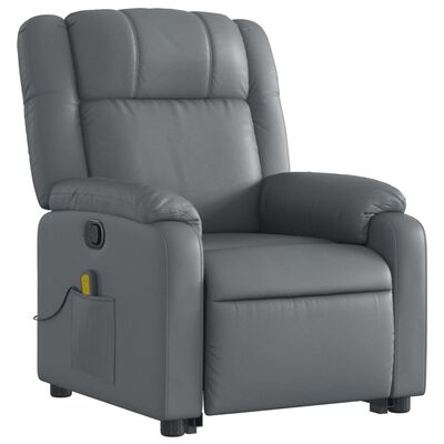 vidaXL Stand up Massage Recliner Chair Gray Faux Leather