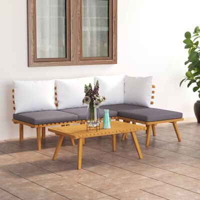 vidaXL Piece Patio Lounge Set with Cushions Solid Acacia Wood | vidaXL.com