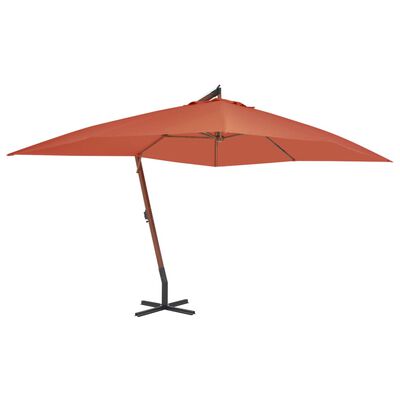 vidaXL Cantilever Garden Parasol with Wooden Pole 157.5"x118.1" Terracotta