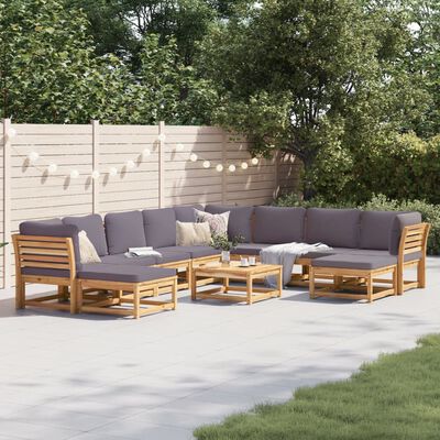 vidaXL 11 Piece Patio Lounge Set with Cushions Solid Wood Acacia