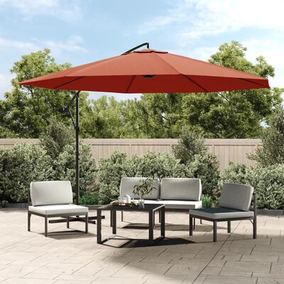 vidaXL Cantilever Garden Parasol with Aluminum Pole 137.8" Terracotta