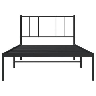 vidaXL Metal Bed Frame without Mattress with Headboard Black 39.4"x74.8"