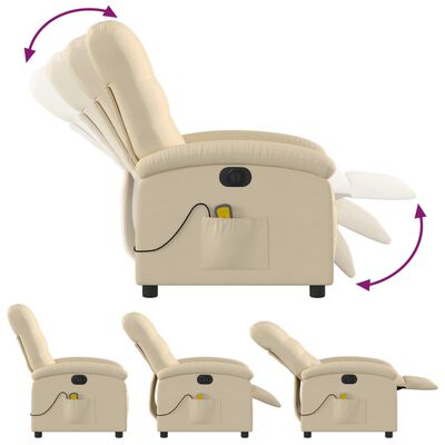 vidaXL Electric Massage Recliner Chair Cream Fabric