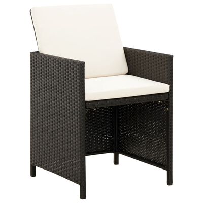 vidaXL 4 Piece Patio Chair and Stool Set Poly Rattan Black