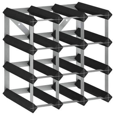 vidaXL Wine Rack for 12 Bottles Black Solid Pine Wood