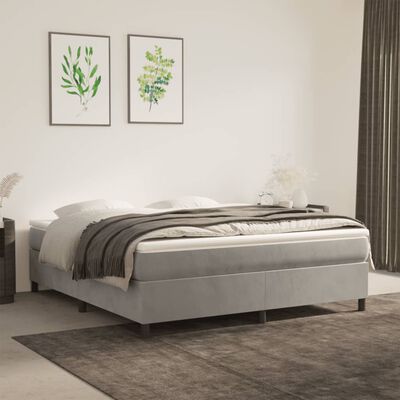 vidaXL Bed Frame Light Gray 72"x83.9" California King Velvet