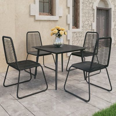 vidaXL 5 Piece Patio Dining Set PVC Rattan Black