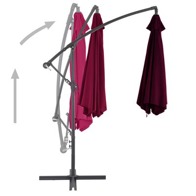 vidaXL Cantilever Garden Parasol with Aluminum Pole Bordeaux Red 118.1"