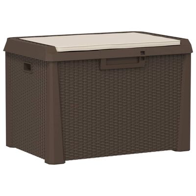 vidaXL Patio Storage Box with Seat Cushion Brown 33 gal PP