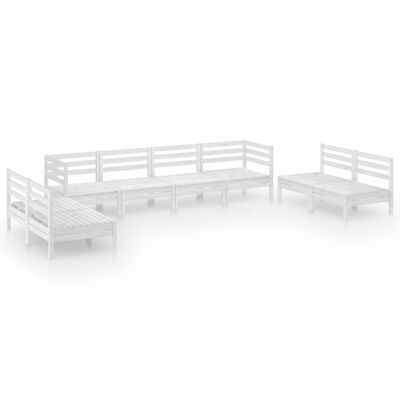 vidaXL 8 Piece Patio Lounge Set White Solid Pinewood