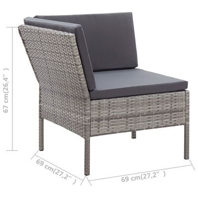 vidaXL 8 Piece Patio Lounge Set with Cushions Poly Rattan Gray