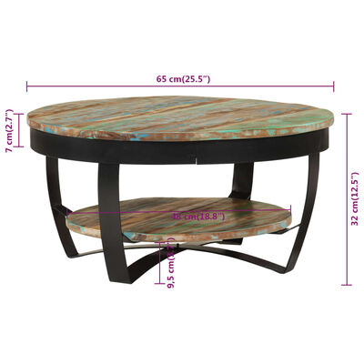 vidaXL Coffee Table Solid Reclaimed Wood 25.6"x12.6"