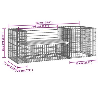 vidaXL Patio Bench with Gabion Basket Solid Wood Douglas