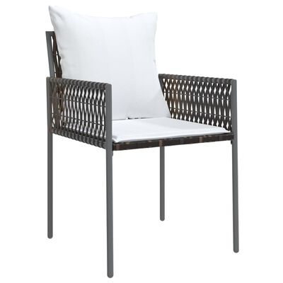 vidaXL 5 Piece Patio Dining Set with Cushions Poly Rattan and Steel