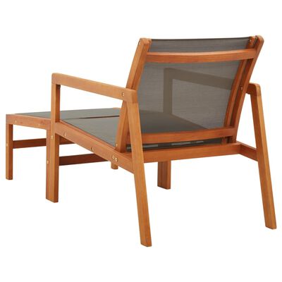 vidaXL Patio Chair with Footrest Solid Eucalyptus Wood&Textilene