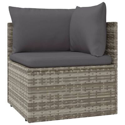 vidaXL 12 Piece Patio Lounge Set with Cushions Gray Poly Rattan