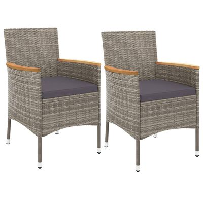 vidaXL 3 Piece Patio Dining Set with Cushions Gray Poly Rattan