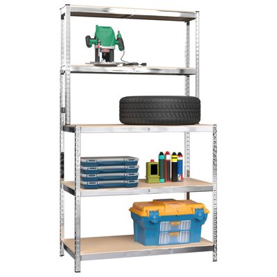 vidaXL 5-Layer Work Table with Shelves Silver Steel&Engineered Wood