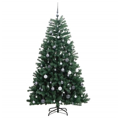 vidaXL Artificial Hinged Christmas Tree 150 LEDs & Ball Set 59.1"