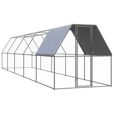 vidaXL Outdoor Chicken Cage 6.6'x32.8'x6.6' Galvanized Steel