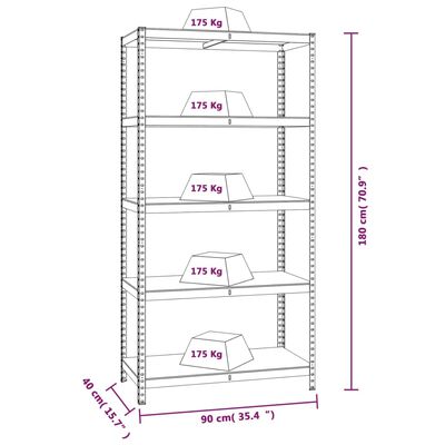 vidaXL 5-Layer Shelves 2 pcs Blue Steel&Engineered Wood