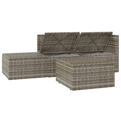 vidaXL 4 Piece Patio Lounge Set with Cushions Gray Poly Rattan