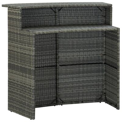 vidaXL 3 Piece Patio Bar Set with Cushions Poly Rattan Gray