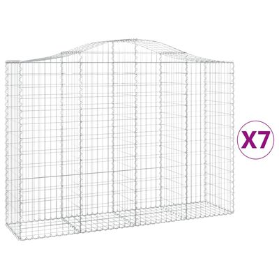 vidaXL Arched Gabion Baskets 7 pcs 78.7"x19.7"x55.1"/63" Galvanized Iron