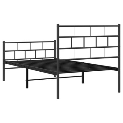 vidaXL Metal Bed Frame without Mattress with Footboard Black 39.4"x74.8"