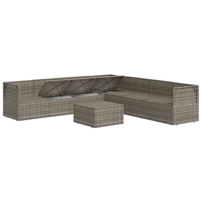 vidaXL 8 Piece Patio Lounge Set with Cushions Gray Poly Rattan