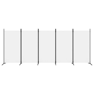 vidaXL 5-Panel Room Divider White 170.5"x70.9" Fabric