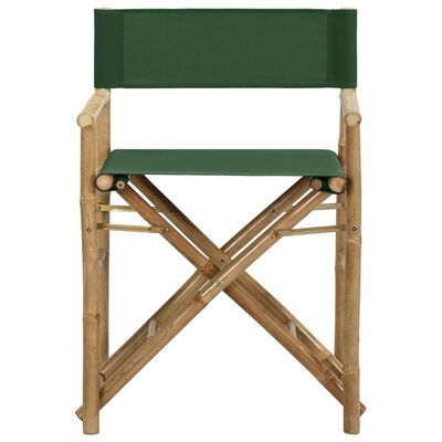 vidaXL Folding Director's Chairs 2 pcs Green Bamboo and Fabric