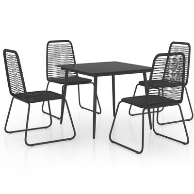 vidaXL 5 Piece Patio Dining Set PVC Rattan Black