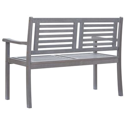 vidaXL 2-Seater Patio Bench with Cushion 47.2" Gray Eucalyptus Wood