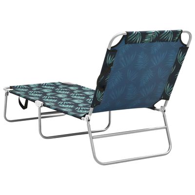 vidaXL Folding Sun Lounger Steel and Fabric Leaves Print