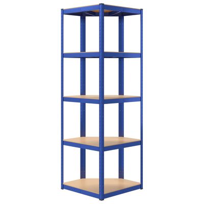 vidaXL 5-Layer Shelves 2 pcs Blue Steel&Engineered Wood